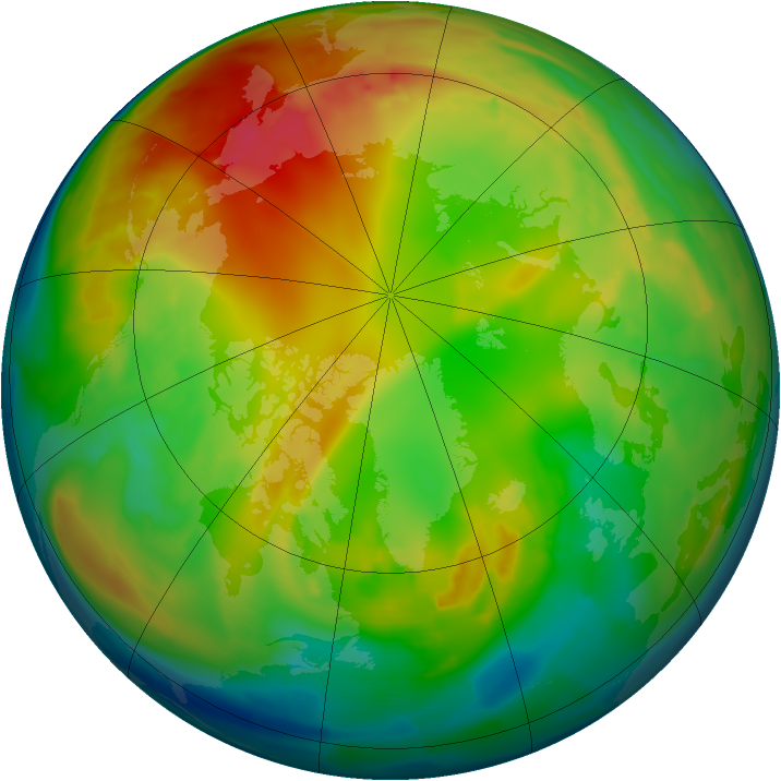 Arctic ozone map for 02 February 2011
